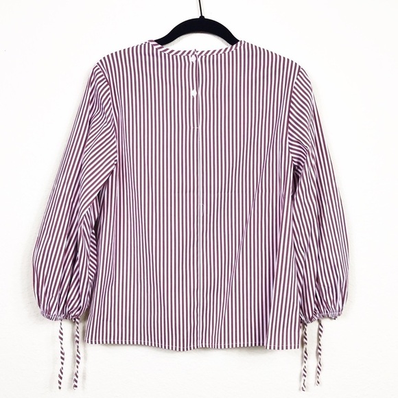 NWT Express Striped Keyhole Ruched Sleeve Top XS - Picture 7 of 8
